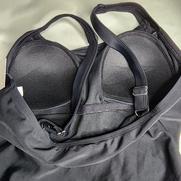 Firpearl Swimsuit Ruched One Piece Black Adjustable Straps Women's Size 8 NWT - Picture 6 of 9